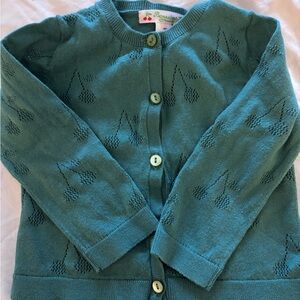 Bonpoint toddler girls size 18 Months Green Cherry Pattern Cardigan